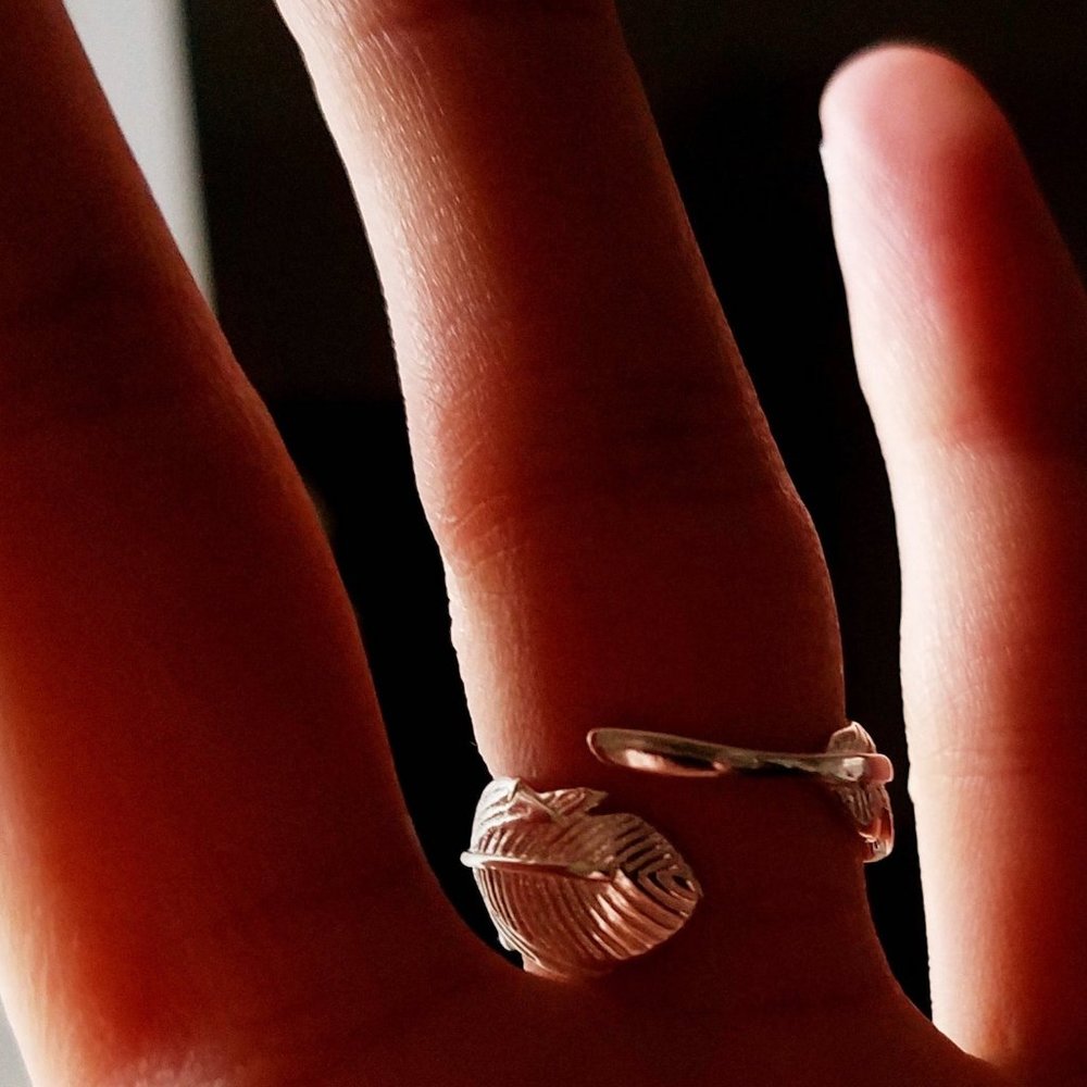 Solid Sterling Feather Ring